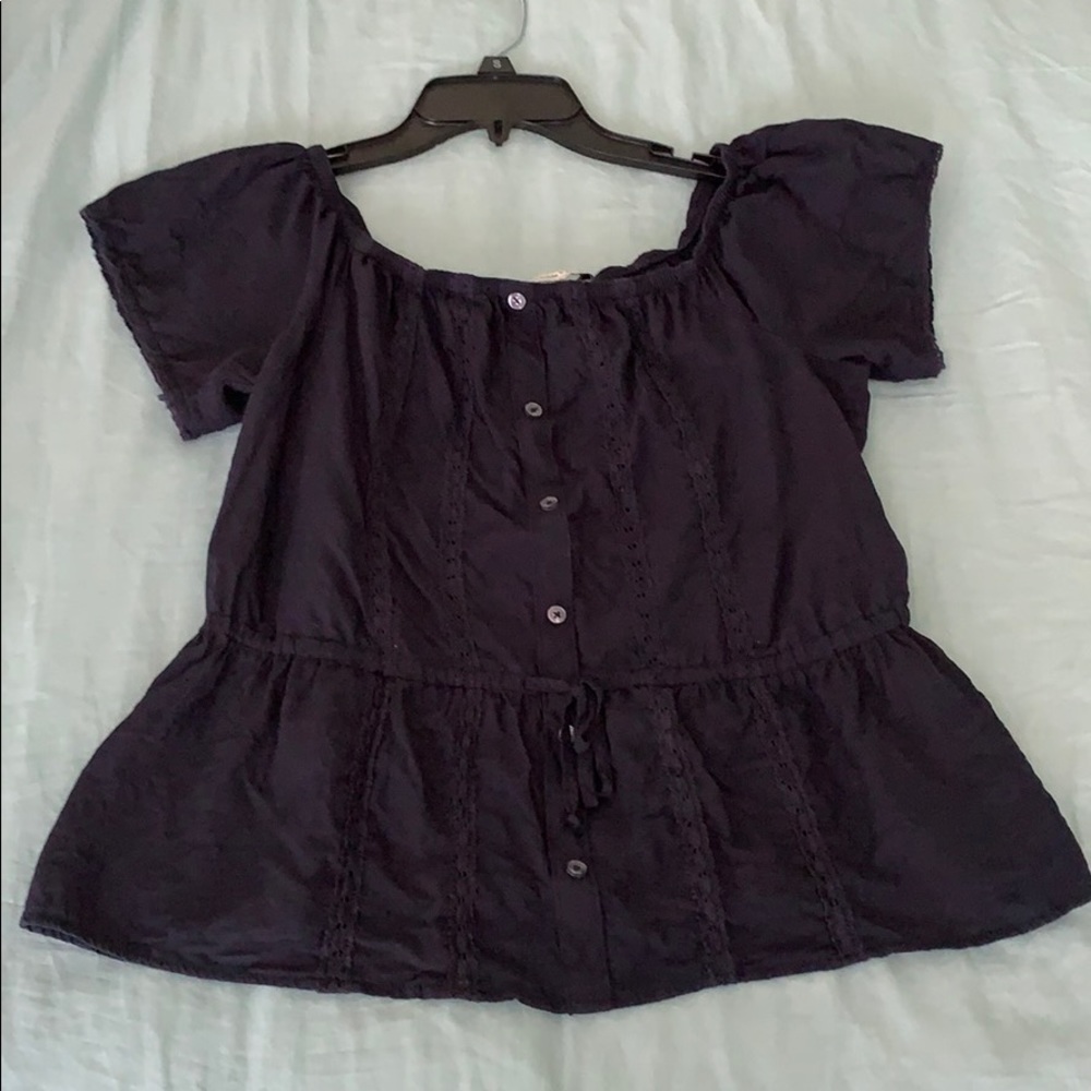 Abercrombie and finch on/off the shoulder navy top